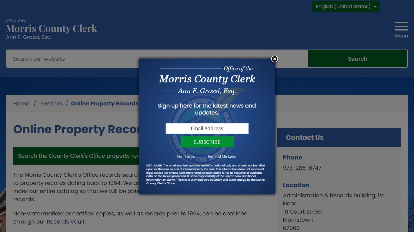 Online Property Records Search | Morris County Clerk